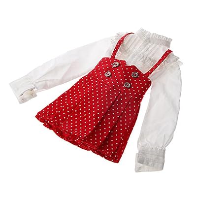 Generic Vintage Chemisier et Jupe à Bretelles Vêtements pour Poupées 1/4 BJD LUT SD Décor - Rouge