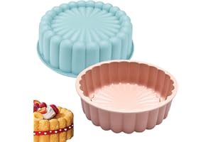 ROPNIIK 2 stampi in silicone per torte Charlotte,20 cm antiaderenti rotondi in silicone per cheesecake,torta al cioccolato,torta flan pane teglie per feste di compleanno fai da te (blu+rosa)