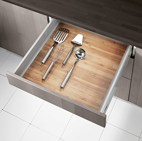 Wenko-47049100-Anti-Rutsch-Matte-Bambus-Schubladeneinlage-zuschneidbar-Ethylenvinylacetat-Transparent-150-x-50-cm