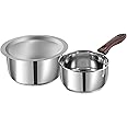 Vinod Stainless Steel Regular Saucepan (1.8 Liter) & Capsule Bottom Tope (1 Liter) with Lid (Induction and Gas Stove Friendly), 2 Years Warranty, Silver