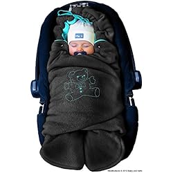 ByBoom® - Manta arrullo de invierno para bebé, es ideal para sillas de coche (p.ej. de las marcas Maxi-Cosi y Römer), para cochecitos de bebé, sillas de paseo o cunas; LA MANTA ARRULLO ORIGINAL CON EL OSO, Color:Antracita/Aqua