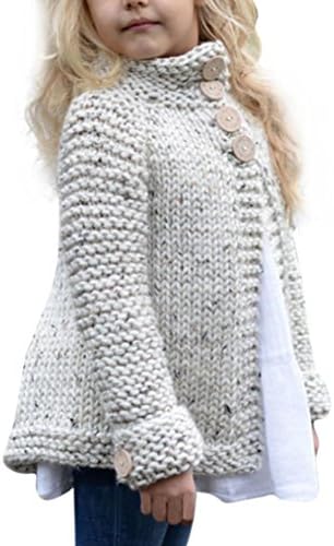Brydon For 1-8 years Baby Girls Clothes, Button Knitted Warm Sweater Cardigan Coat Outerwear Tops (4-5Years, Beige)