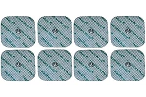 HCW Électrodes de TENS lot de 8. Dédiée aux machines Compex avec un goujon à fossettes/concave. Pads carrés de 5x5cm adossés avec gel adhésif haute qualité par Healthcare World