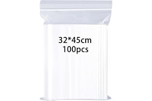 huruirui Transparent plastpåse 32 x 45 cm förslutningsbara plastpåsar tjock stor storlek dragkedja påse stark och robust plas
