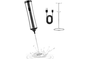 PBUSPU Mousseur à lait Rechargeable Portable, Mousseur à Lait en Acier Inoxydableà mousse de lait USB Rechargeable pour Café Latte, Cappuccino, Moka, Macchiato, Frappe