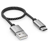 deleyCON 1 ft Nylon USB-C Cable 30cm Short Charging Data USB Type C Connector Metal Charge &amp; Sync Mobile &amp; Smartphone