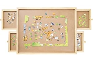 ‎MEDIASHOP Puzzletisch bis zu 500 Teile - mit 4 ausziehbaren Schubladen - tragbares Puzzle Brett aus Holz - einfach verstaubau - Erwachsene & Kinder