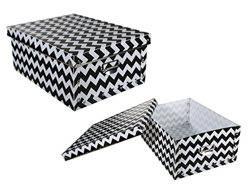 Aufbewahrungsbox Zickzack Muster schwarz weiß faltbar Geschenk Box 35x26x15 aus Kunststoff