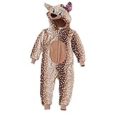 Combinaison Pyjama Daim Animal Crazy Fille Polaire Douillet à Pois - Imprimé Marron - 6/7 Ans