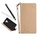 Produktbild Handyhülle für Huawei Mate 9,Lederhülle für Huawei Mate 9,Leeook Retro Elegant Gold Prägung Schmetterling Rosette Rose Blume Blüte Muster Entwurf Flip Cover Wallet Brieftasche Hardcase Taschen Schalen Handy Tasche im Bookstyle mit Standfunktion Karten Slot und Magnetverschluß Flip Case Hülle PU Lederhülle für Huawei Mate 9 + 1 x Schwarze Eingabestift-Golden