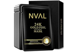 NUAL - Mascarilla Facial Oro 24 K (10 ud) con Ácido Hialurónico Antiarrugas (28ml), Cuidado De La Piel & Hidratante Vegana Skincare - Fórmulas Coreanas con ingredientes activo