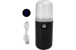 ‎PONGNAS Nano Nebelsprüher, Mini Handliche Feuchtigkeitsspray Mister Kühler Gesichtsdampfer, Gesichtssprüher Gesichts Nebelsprüher Mini Luftbefeuchter Feuchtigkeitsspendendes Spa Schönheitsgerät(Schwarz)