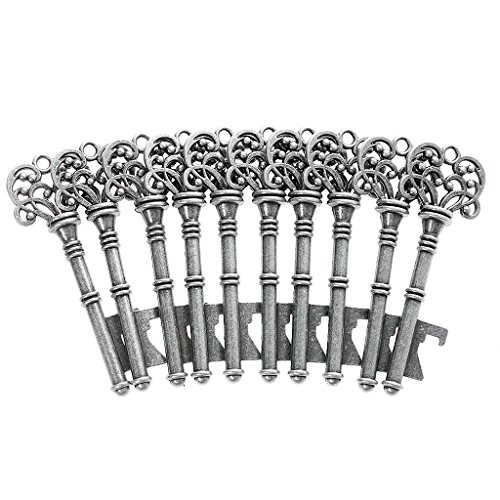 Flaschenöffner Kupfer Hochzeit antik rustikal Bräutigamform Alice im Wunderland Schlüsselanhänger Hochzeit & Party Geschenk – Silber, one size - 4