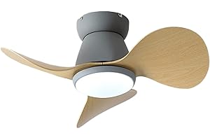 Dceinz 60cm Petit Ventilateur Silencieux Plafond Avec Lumiere Et Télécommande APP Lustre Ventilateur Réversible 6 Vitesses LED Dimmable Plafonnier Ventilateur Pour Bureau Chambre D'enfant-Grey