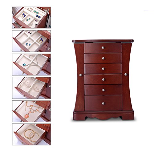 HERITAGE moderner Holz Schmuckkasten, Kirsch Schmuckschatulle Speicherorganisator - 4