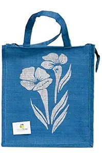 HomeStrap Jute Lunch Bag - Blue