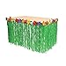 Produktbild DoTech 31 "x 110" Hawaii Luau Grass Tischrock mit Grün String und Bunten Seide Faux Blumen Tischdecke für Hawaiian Garten Strand Picknick Sommer Party Veranstaltungen Geburtstage Feier Dekorationen (Grass Tischrock)