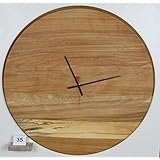 Uhr Wanduhr aus gestockter Buche Holz konvex lautlos Durchmesser 59cm