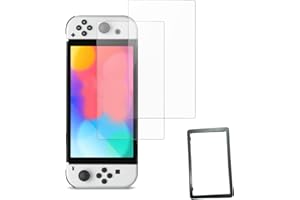 CUZKC Protection écran Pour switch oled,verre trempé Film de Protection D'écran Compatible avec Nintendo Switch,7 Pouces,Verre Trempé, Lot de 4 film de protection Avec un cadre laminé (modèle OLED)