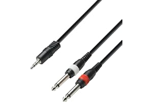 Adam Hall Cables 3 STAR YWPP 0100 - Cable de Audio de Minijack 3,5 mm estéreo a 2 Jacks 6,3 mm mono 1 m