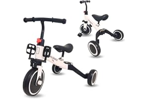 CHLOENCE - Triciclo Bambini Evolutivo 3 In 1, Bicicletta 1-5 Anni, Manubrio Regolabile, Sterzo Comodo, Sedile Regolabile, Regalo Bambini, Balance Bike, Bici Senza Pedali