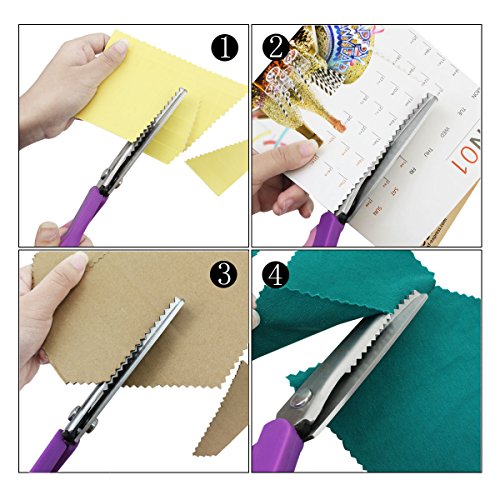 Boxcute TM Zackenschere Stoffschere Zick zack Zickzackschere Schere Schneiderschere mit Komfortgriff Lila - 5