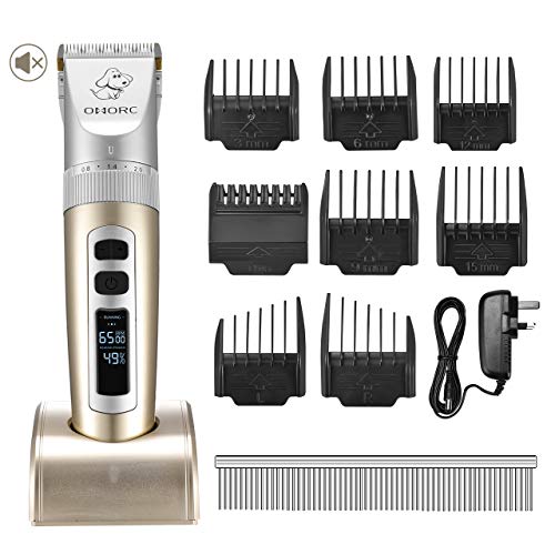 Preisvergleich Produktbild OMORC Tierhaarschneider, Haarschneidemaschine Profi Haustier Grooming Clipper Kits für Hunde Katzen (Gold II)