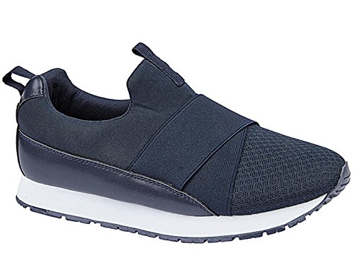 ladies navy slip on trainers