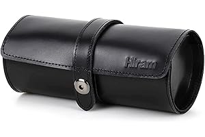 Hiram Watch Roll Travel Case for Men 3 Watches Handmade Genuine Leather Watch Storage Box Portable Watches Travel Organizer