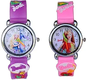 SS TRADERS Digital Girls Multicolored Dial, Purple & Pink Colored Strap Watch (Pack of 2)