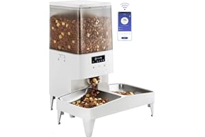 PETEMPO Futterautomat für Katze 5L, WiFi Futterautomat Hund Katze, Katzenfutter Automat mit App Gesteuert, Automatischer Futterspender Katze mit 2 Näpfe, zu 10 Mahlzeiten am Tag
