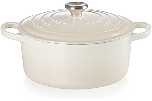 Le Creuset Cocotte Signature en Fonte Émaillée avec Couvercle, 22 cm, Ronde, 3,3 L, 3,932 kg, Meringue, 21177227164430