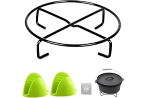 GIGIIS Dutch Oven Sottopentola Ø 20 x 5 cm in metallo, con clip a mano e gancio, accessorio olandese, supporto per pentole, coperchio, barbecue