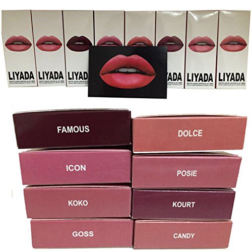 ROMANTIC BEAR Matt Non-stick Cup Wasserdicht Lipgloss+Lipliner Stift Set - 4