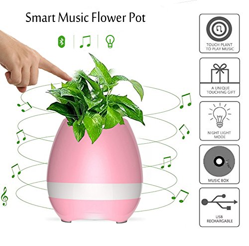 Preisvergleich Produktbild NNIUK Kreativer intelligenter Musik-Blumentopf, Klavier spielen, indem er wirkliches Werk, Bluetooth Lautsprecher, bunte Atmosphäre-Lichter für ein neues Leben-Art, Rosa schafft