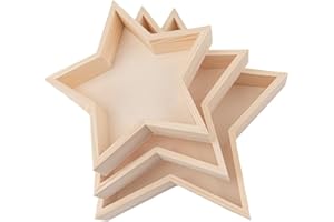 Ideen mit Herz | Holztabletts in Sternform | Holzsterne zum Aufstellen | selbststehend | Weihnachts-Deko | Weihnachts-Tablett | 3 Stück in verschiedenen Größen