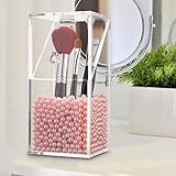 Portaescobillas, LuckyFine pincel de maquillaje de acrílico herramientas de belleza cilindro barril barriles de almacenamiento Juego de cepillos Caja de almacenamiento de cosméticos no pearl