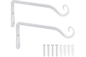 LOOGI Hanging Plant Bracket, Wall Hook Plant Hanger 10 Inch Decorative Hooks for Indoor Planter Lantern, Outdoor Bird Feeder Wind Chime, 2 Pack White