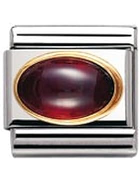 Nomination Composable Classic HALBEDELST. OVAL aus Edelstahl und 18K-Gold (GRANAT) 030504