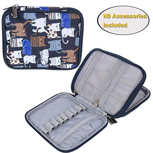 Teamoy Custodia Impermeabile Organizzatore Cerniera per Crochet Ganci e Accessori, Cats Blue(No Accessori Inclusi)