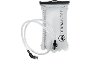 TerraWest Core 2 Litre Hydration Bladder, Water Bladder/Reservoir for Backpacks, Bite Valve, Leak Proof, Durable Hydrator, Hiking, Running, Cycling, Skiing