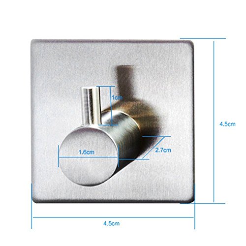 btsky 4 Stück Stilvolle gebürstet 304 Edelstahl 3 m selbstklebend Badezimmer WC Schränken Bademantelhaken Handtuch Rack Rail 1-hook - 2