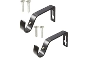 ROKEL Curtain Pole Bracket 28mm - Set of 2 Metal Heavy Duty Curtains Rod Wall Brackets with Screws for Secure Hold, Rust Resistant, Easy Install for Perfect Curtain Rail Support (Black, 28mm)