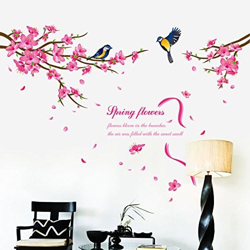 HomeLover Peach Blossom and Birds Pattern Wallpaper for Living Room Decoration