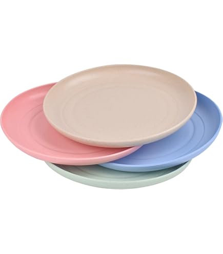 OriGlam 4 Stuks Plastic Borden - 22,5 Cm, Onbreekbaar, Magnetron- En Vaatwasbestendig, Lichtgewicht (set Van 4)