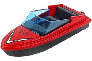 LOVIVER Mini Motorboat Model, Alloy Simulation Speedboat Educational Toy, Micro Landscape Decoration for Age 3-12+ Adults, Kids, Red