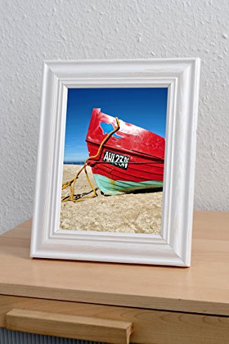Vintage Bilder-Rahmen Stockholm im Shabby Chic Design | Holz-Rahmen in Weiß mit Glas (21×29 - 3