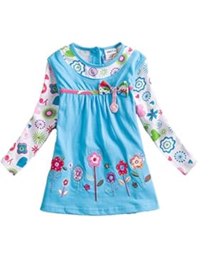 VIKITA Mädchen Crewneck Langarm Baumwolle Kleid 2-6 Jahre