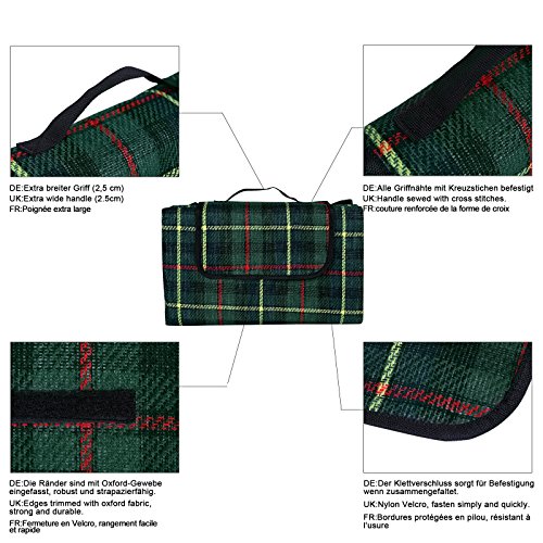 Songmics 195 x 150 cm Picknickdecke wärmeisoliert wasserdicht GCM50G - 5