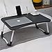 Produktbild KJRJZDZ Großer Tisch Tablett Laptop Bett Tablett faltbar & tragbar Runde Schreibtisch Camping Boden Tisch faltbar Frühstück im Bett mit Lesetablett (Color : Black)